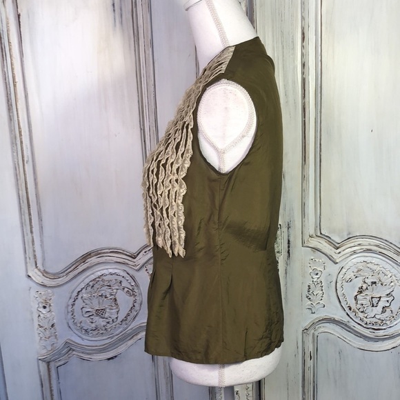 Rendez-Vous by Paul & Joe Sister Olive green Sleeveless Pearl Button Down S/XS - Picture 7 of 10